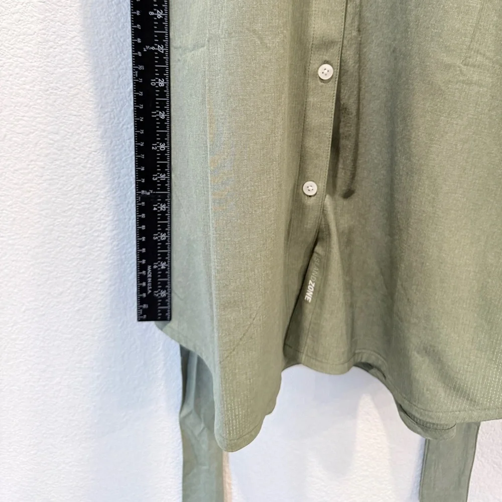 Tommy Bahama IslandZone Shirt Dress Olive Green Belted Resort Coastal Travel L - Picture 9 of 12